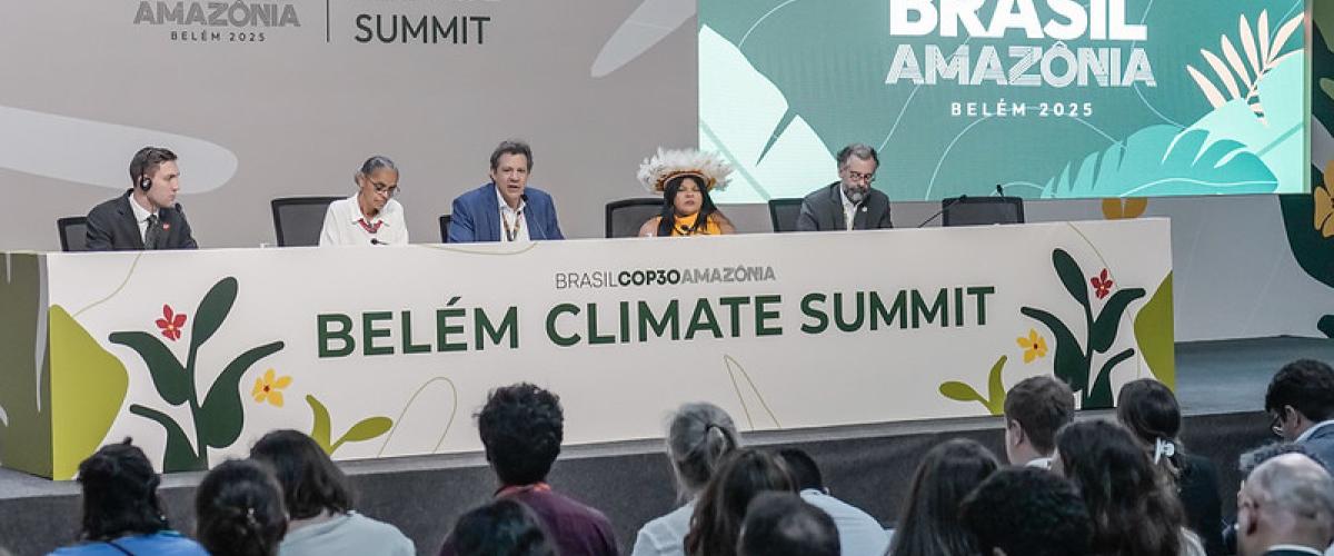 Konferensi pers tentang Dana Hutan Tropis Abadi (TFFF) di KTT Perubahan Iklim COP 30, Belém, Brasil, 6 November 2025. (Foto: Rafa Neddermeyer/COP30 Brasil Amazon/PR)