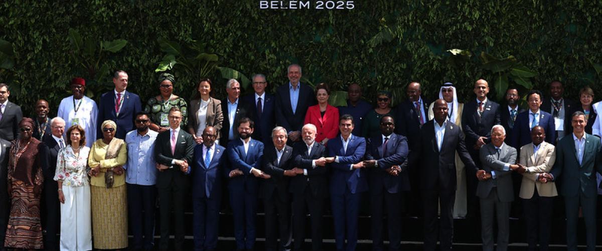 Para pemimpin dunia berpose saat Konferensi Perubahan Iklim PBB COP30 di Belém, Brasil, 7 November 2025. (Foto oleh Aline Massuca/COP30)